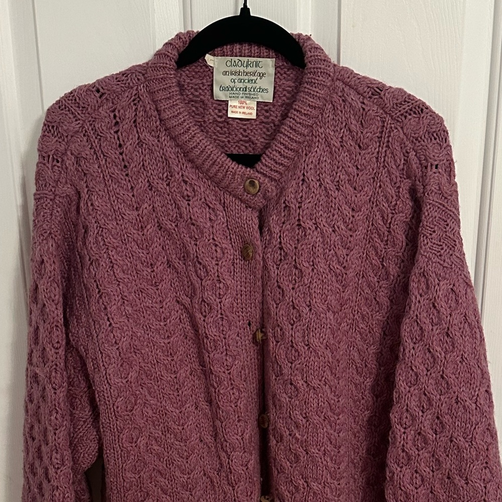 Vintage purple Irish wool cardigan